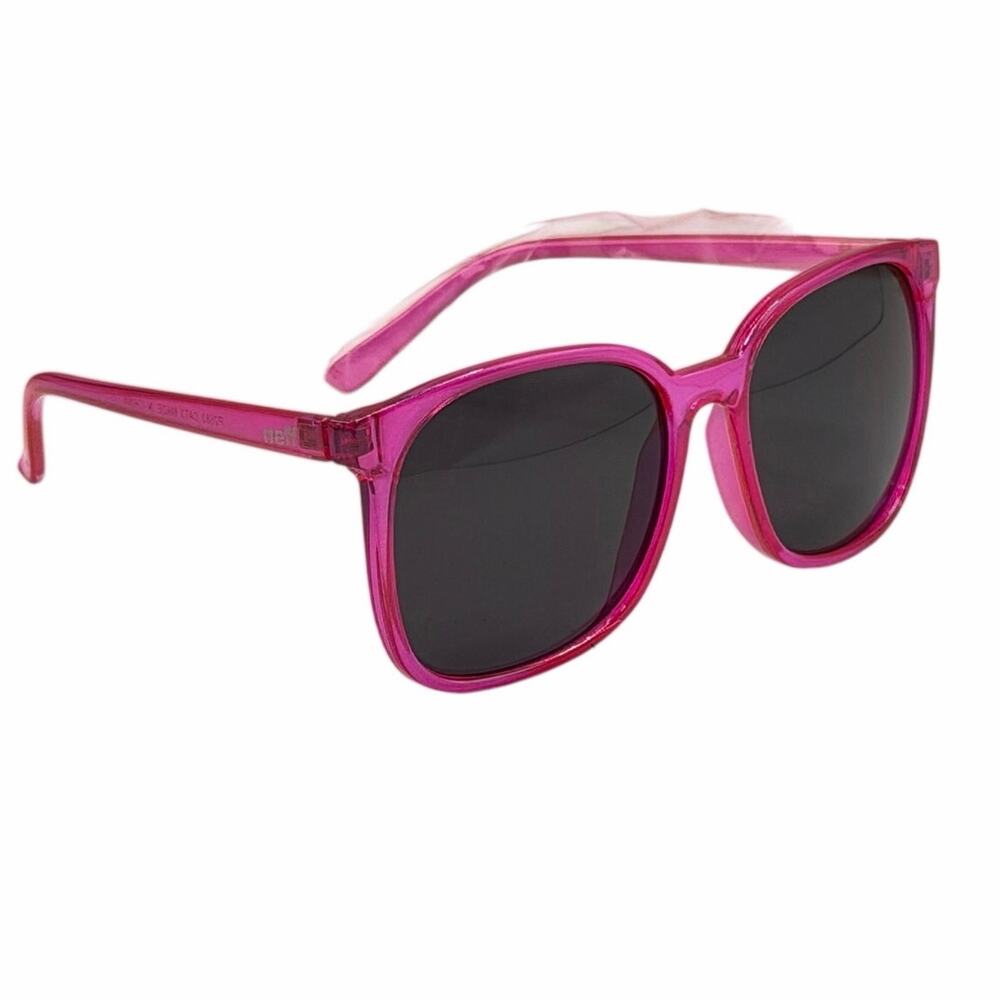 Neff Transparent Pink Square Sunglasses Fuchsia Translucent Frames UV Protection